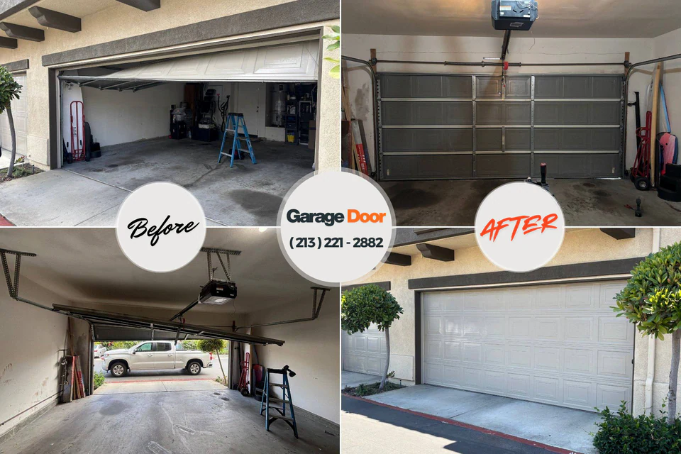 Before and after: garage door repair Bryn Mawr-Skyway, WA
